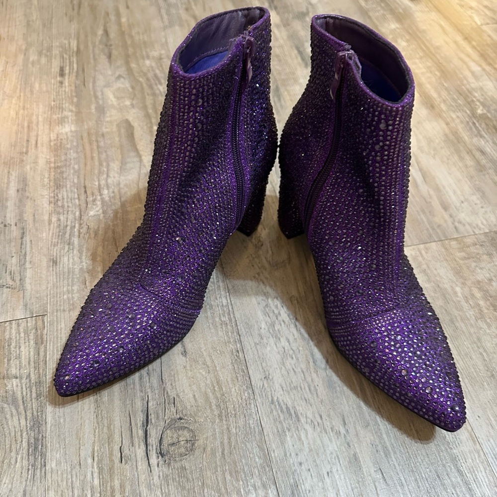 Forever 21 Sparkling Purple Ankle Booties